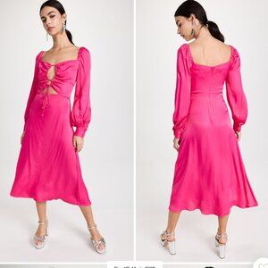 FARM RIO NWT Pink Cutout Maxi Dress Long Sleeve Size XS
